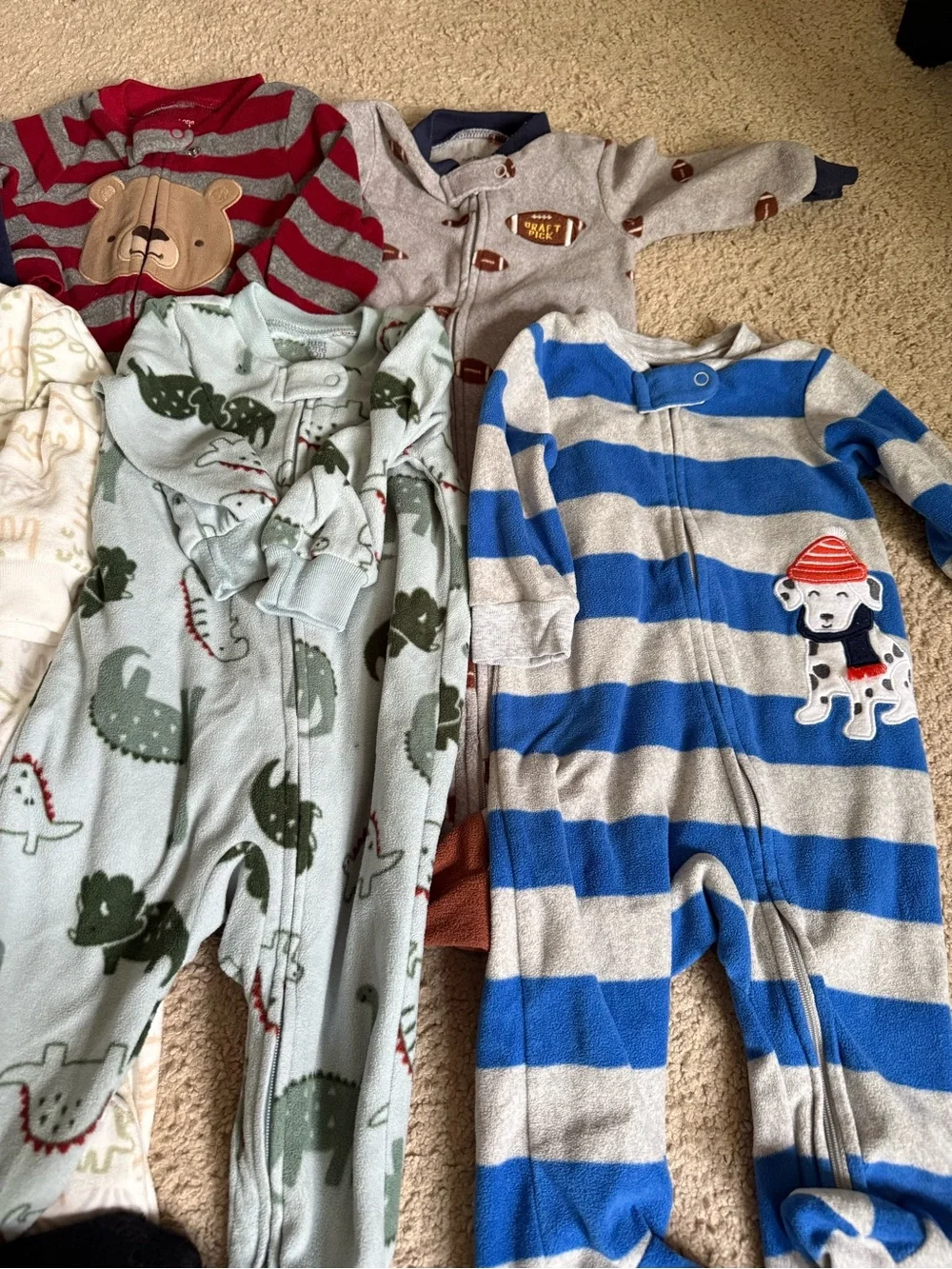 Baby fleece Footed One-Piece Pajamas bundle- size 6 months